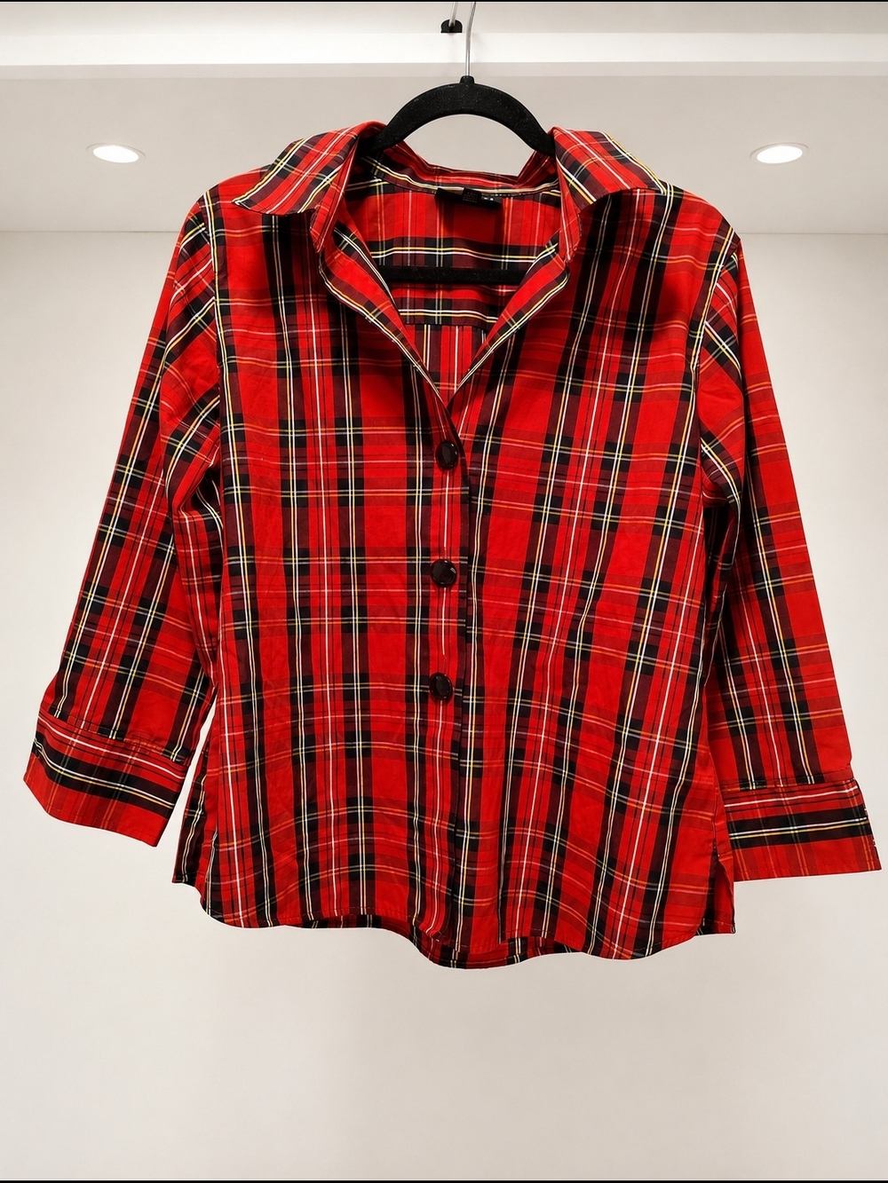 Foxcroft Red Plaid Wrinkle-Free Button-Down Shirt